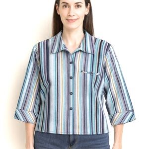 Allison Daley multicolor striped 3/4 sleeved top
